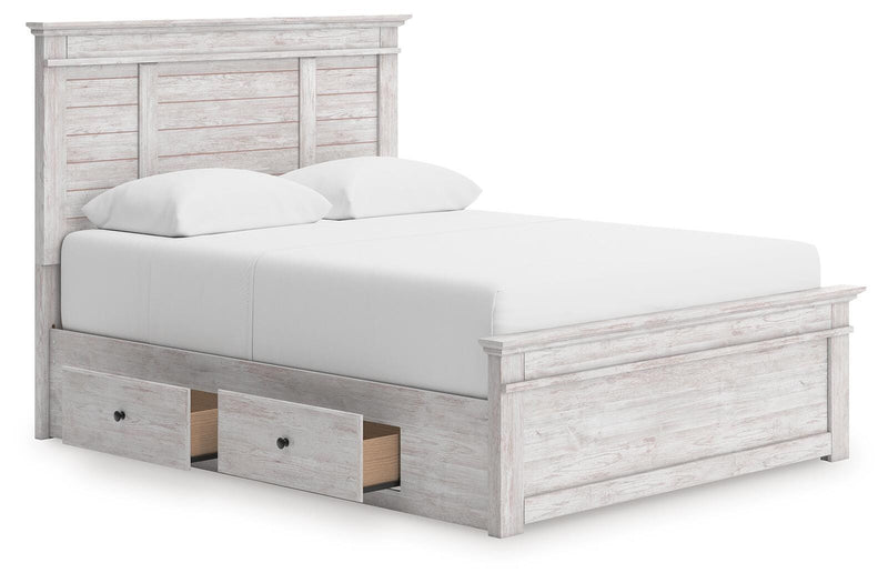 Makidern Whitewash Queen Panel Storage Bed - PCB1171B7
