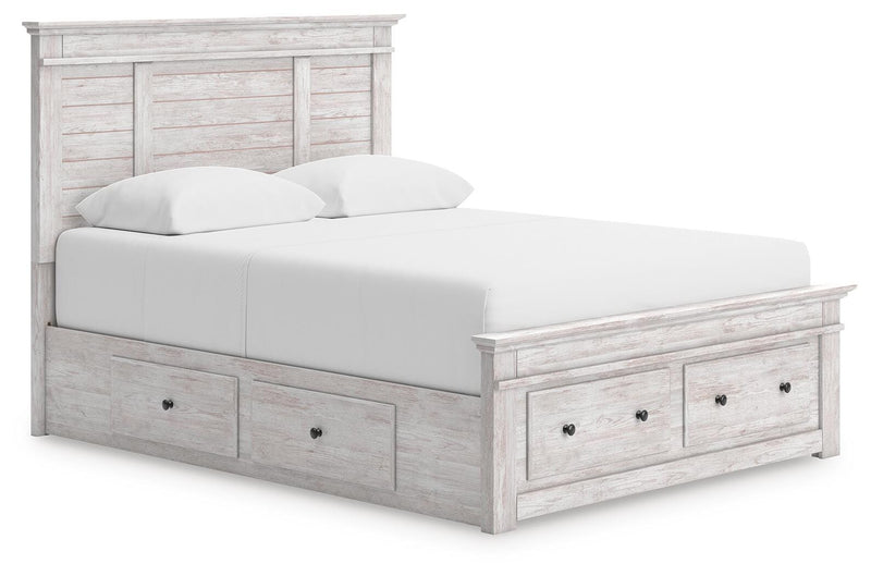 Makidern Whitewash Queen Panel Storage Bed - PCB1171B9