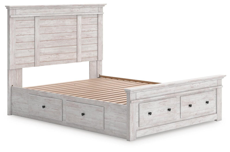 Makidern Whitewash Queen Panel Storage Bed - PCB1171B9
