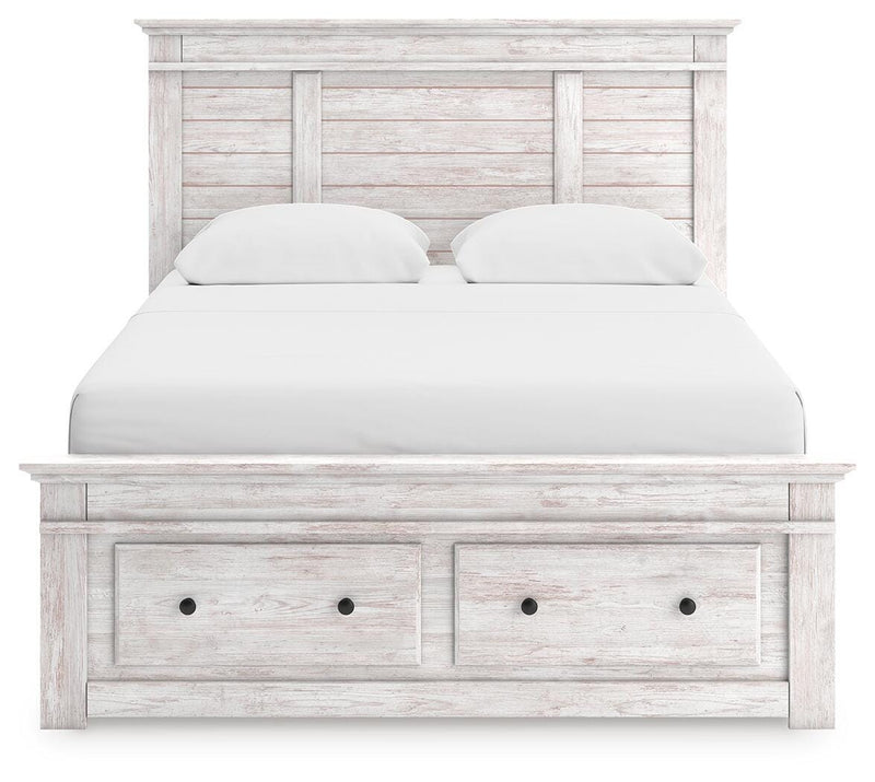 Makidern Whitewash Queen Panel Storage Bed - PCB1171B9