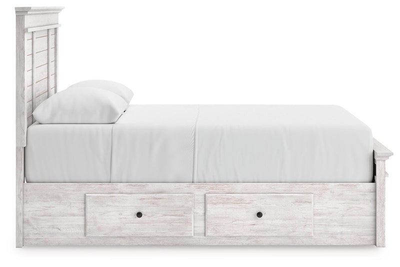 Makidern Whitewash Queen Panel Storage Bed - PCB1171B9