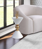 Malia Iron End Table in White - 288-ET