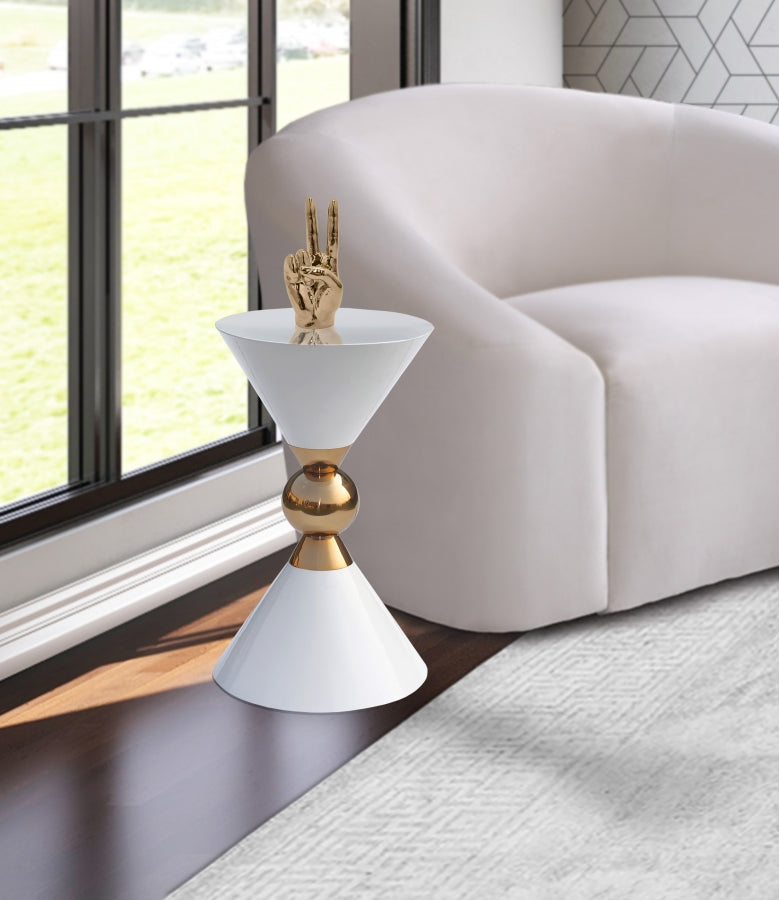 Malia Iron End Table in White - 288-ET