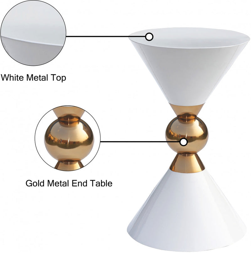 Malia Iron End Table in White - 288-ET
