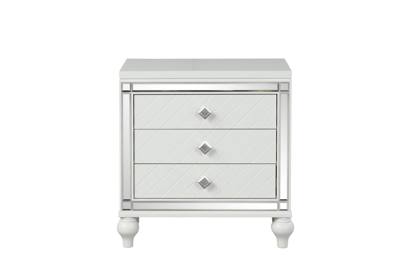Malibu - 3 Drawers White Nightstand - B234-N