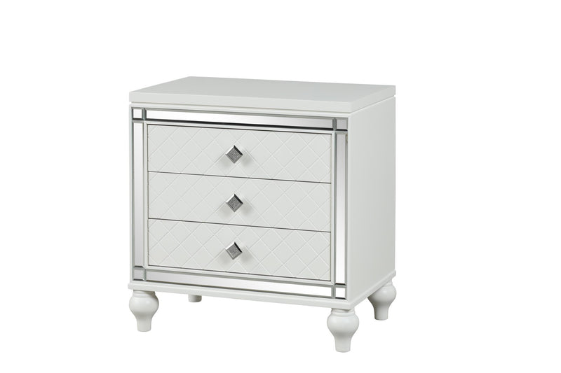 Malibu - 3 Drawers White Nightstand - B234-N