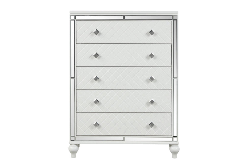 Malibu - 5 Drawers White Chest - B234-C-S