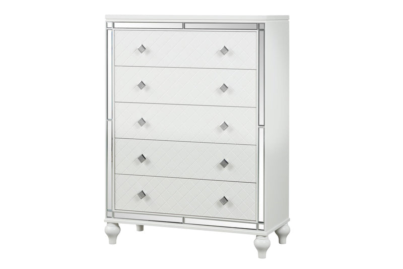 Malibu - 5 Drawers White Chest - B234-C-S