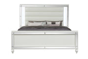 Malibu - White Panel Queen Bed with Upholstered Headboard and LED Light - B234-Q-Bed
