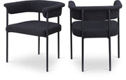 Malin Boucle Fabric Upholstered Dining Chair in Black, Set of 2 - 410Black-C