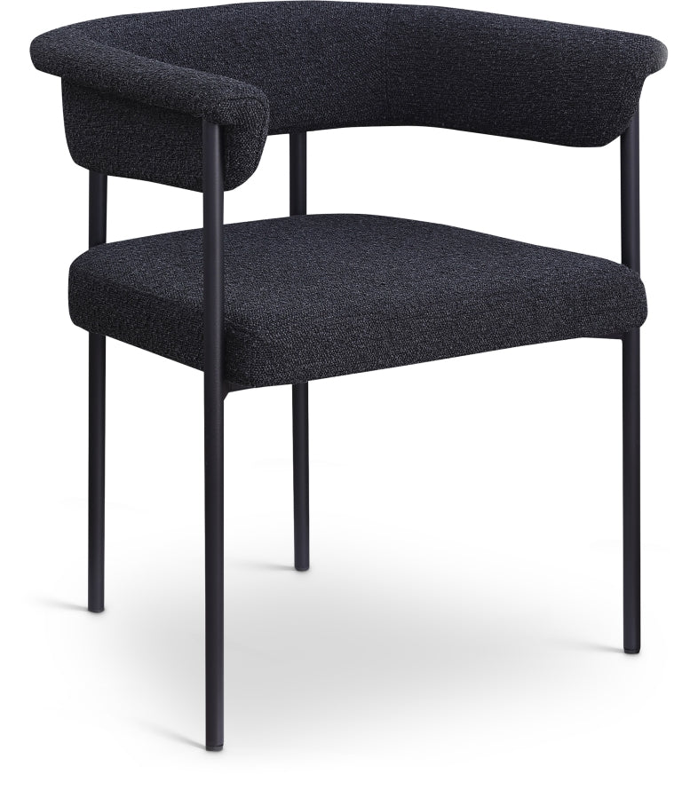 Malin Boucle Fabric Upholstered Dining Chair in Black, Set of 2 - 410Black-C