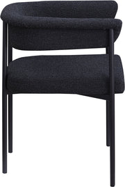 Malin Boucle Fabric Upholstered Dining Chair in Black, Set of 2 - 410Black-C