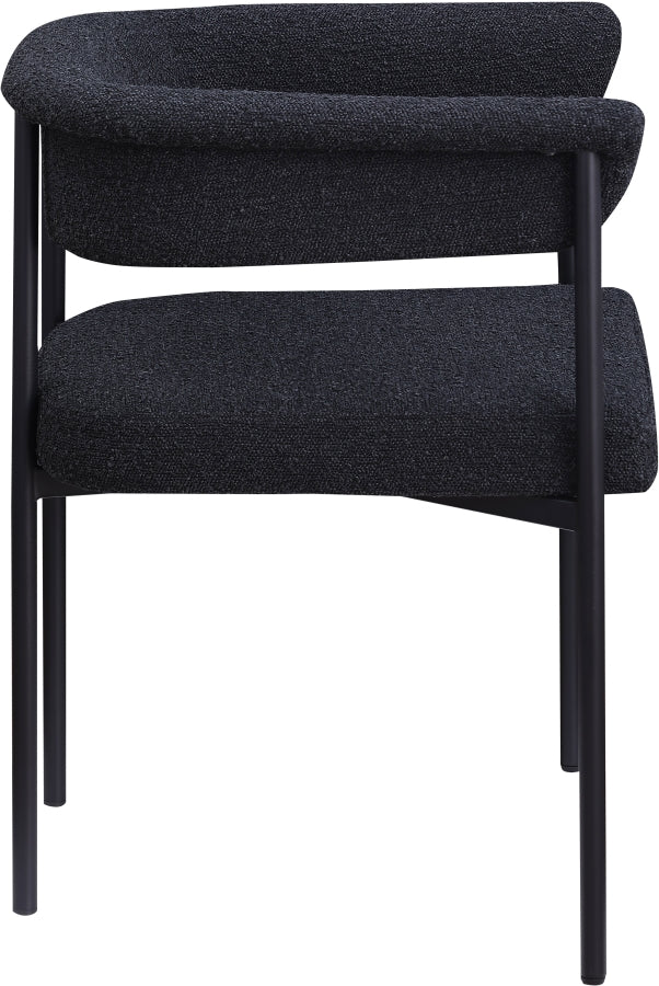 Malin Boucle Fabric Upholstered Dining Chair in Black, Set of 2 - 410Black-C