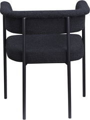 Malin Boucle Fabric Upholstered Dining Chair in Black, Set of 2 - 410Black-C