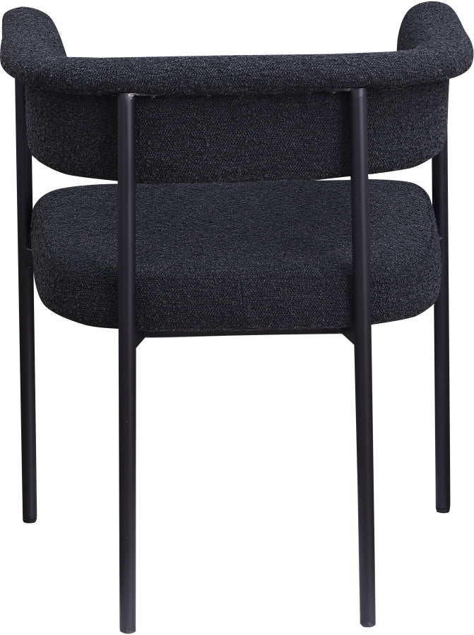 Malin Boucle Fabric Upholstered Dining Chair in Black, Set of 2 - 410Black-C