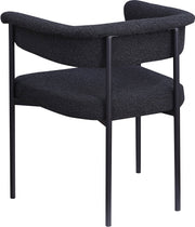 Malin Boucle Fabric Upholstered Dining Chair in Black, Set of 2 - 410Black-C