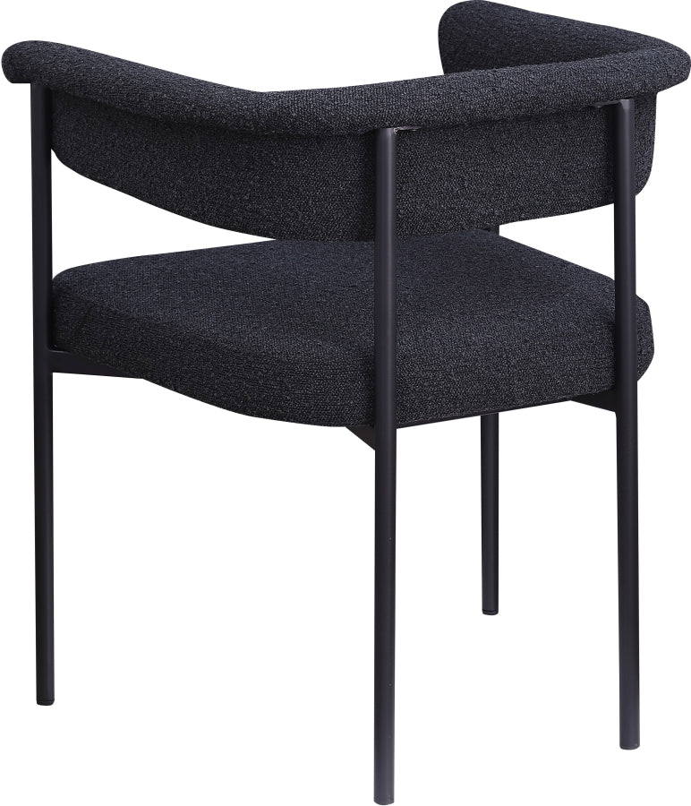 Malin Boucle Fabric Upholstered Dining Chair in Black, Set of 2 - 410Black-C