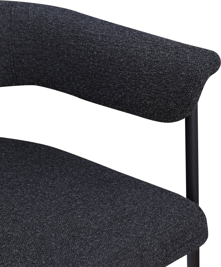 Malin Boucle Fabric Upholstered Dining Chair in Black, Set of 2 - 410Black-C