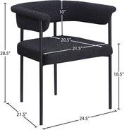 Malin Boucle Fabric Upholstered Dining Chair in Black, Set of 2 - 410Black-C