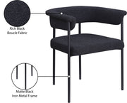 Malin Boucle Fabric Upholstered Dining Chair in Black, Set of 2 - 410Black-C