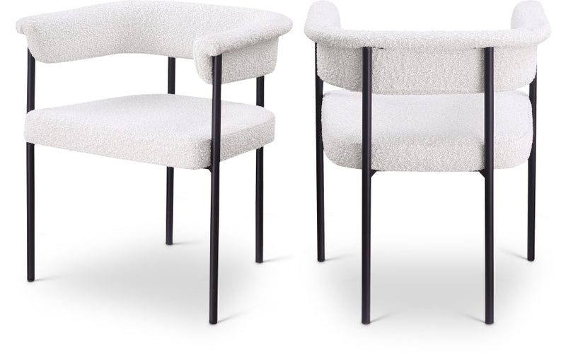 Malin Boucle Fabric Upholstered Dining Chair in Cream, Set of 2 - 410Cream-C