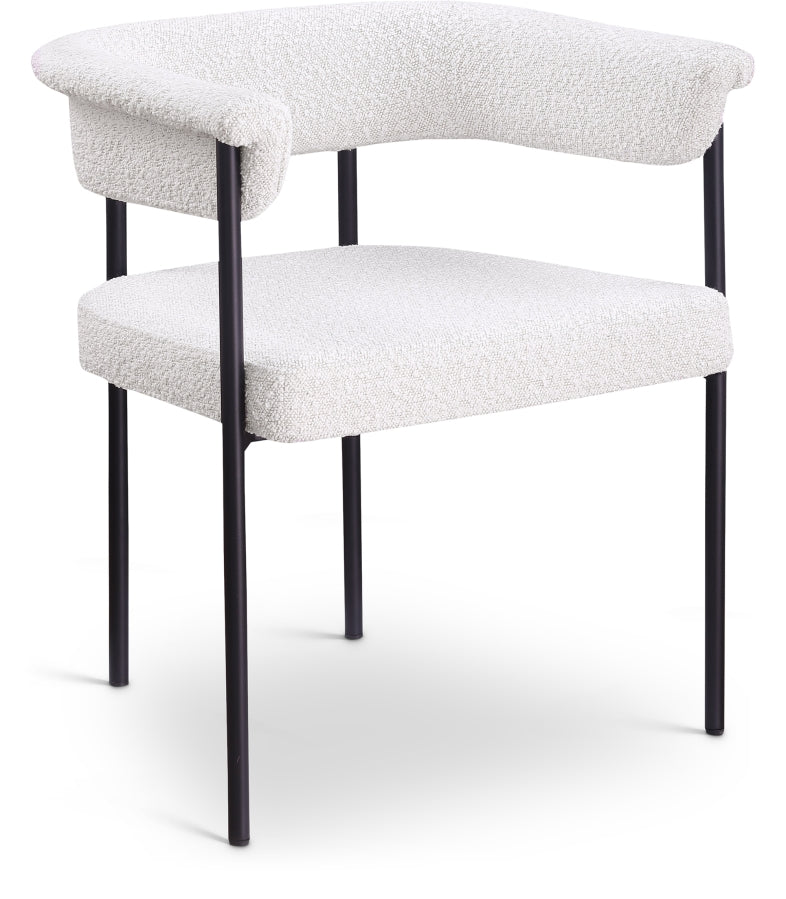 Malin Boucle Fabric Upholstered Dining Chair in Cream, Set of 2 - 410Cream-C