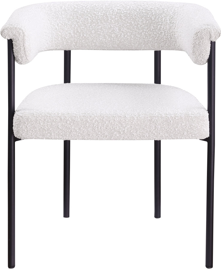Malin Boucle Fabric Upholstered Dining Chair in Cream, Set of 2 - 410Cream-C
