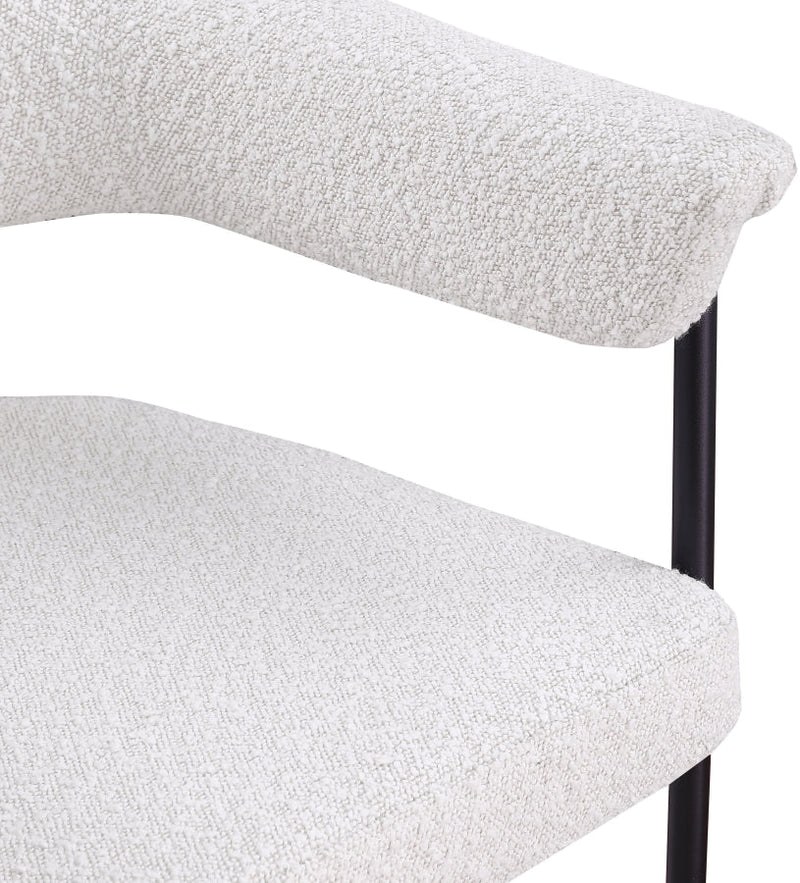 Malin Boucle Fabric Upholstered Dining Chair in Cream, Set of 2 - 410Cream-C