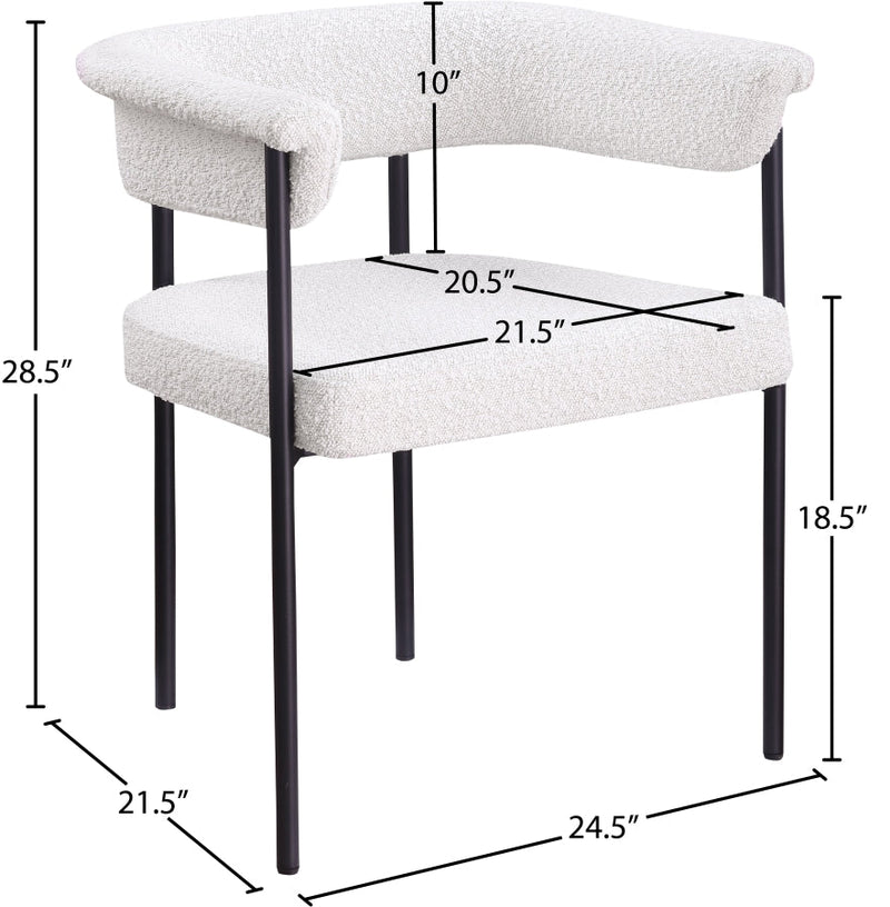 Malin Boucle Fabric Upholstered Dining Chair in Cream, Set of 2 - 410Cream-C