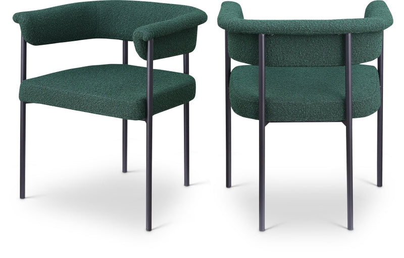 Malin Boucle Fabric Upholstered Dining Chair in Green, Set of 2 - 410Green-C