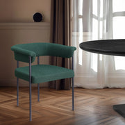 Malin Boucle Fabric Upholstered Dining Chair in Green, Set of 2 - 410Green-C