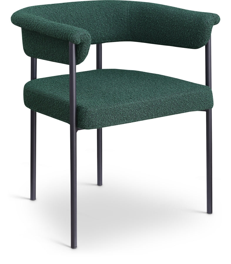 Malin Boucle Fabric Upholstered Dining Chair in Green, Set of 2 - 410Green-C