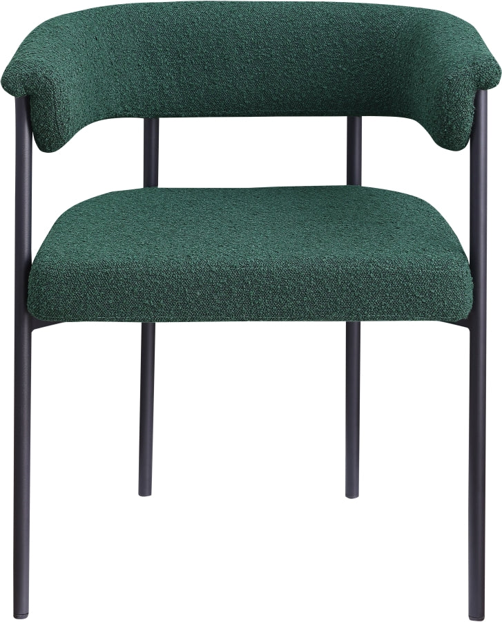 Malin Boucle Fabric Upholstered Dining Chair in Green, Set of 2 - 410Green-C