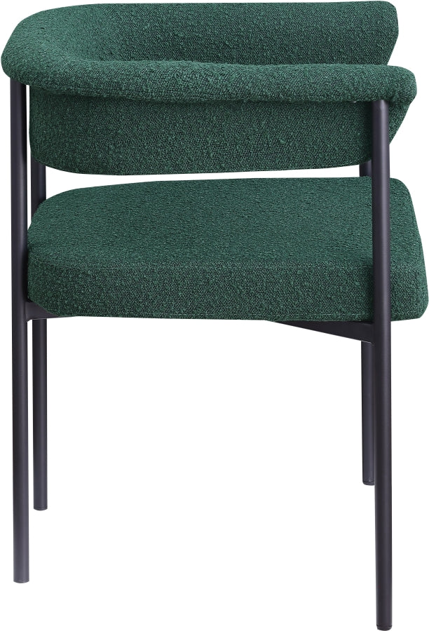 Malin Boucle Fabric Upholstered Dining Chair in Green, Set of 2 - 410Green-C