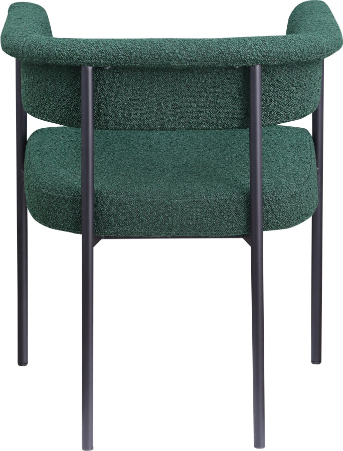 Malin Boucle Fabric Upholstered Dining Chair in Green, Set of 2 - 410Green-C