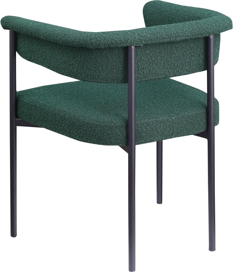 Malin Boucle Fabric Upholstered Dining Chair in Green, Set of 2 - 410Green-C