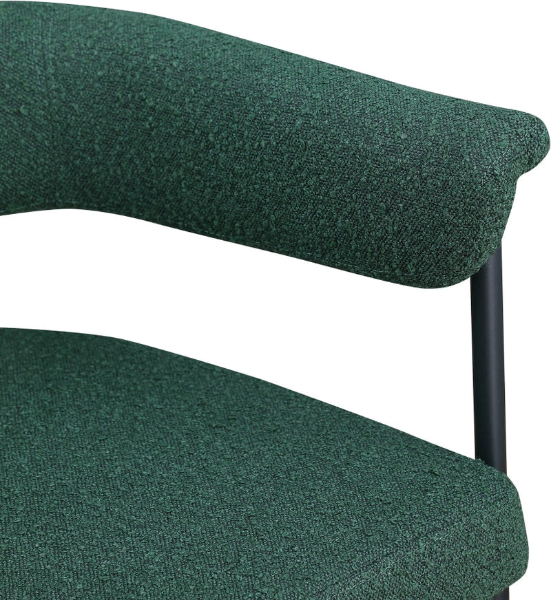 Malin Boucle Fabric Upholstered Dining Chair in Green, Set of 2 - 410Green-C