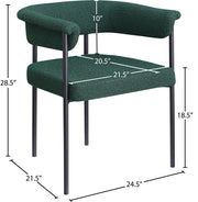 Malin Boucle Fabric Upholstered Dining Chair in Green, Set of 2 - 410Green-C
