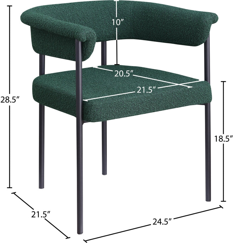 Malin Boucle Fabric Upholstered Dining Chair in Green, Set of 2 - 410Green-C