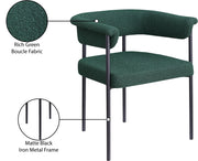 Malin Boucle Fabric Upholstered Dining Chair in Green, Set of 2 - 410Green-C