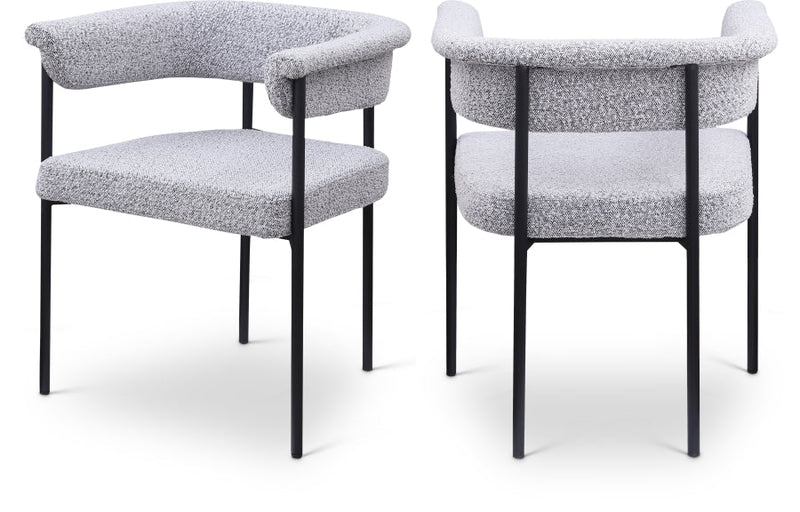 Malin Boucle Fabric Upholstered Dining Chair in Grey, Set of 2 - 410Grey-C