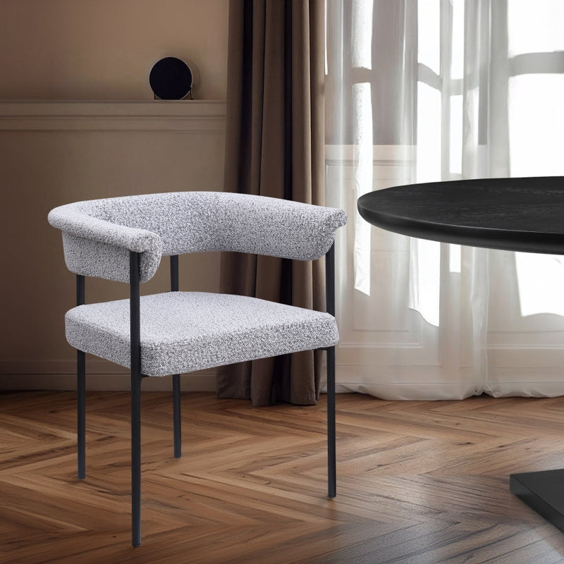 Malin Boucle Fabric Upholstered Dining Chair in Grey, Set of 2 - 410Grey-C