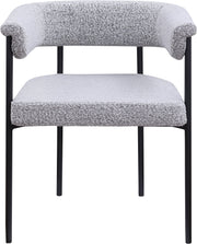 Malin Boucle Fabric Upholstered Dining Chair in Grey, Set of 2 - 410Grey-C