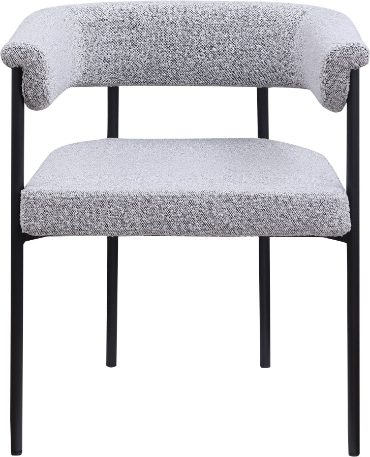 Malin Boucle Fabric Upholstered Dining Chair in Grey, Set of 2 - 410Grey-C