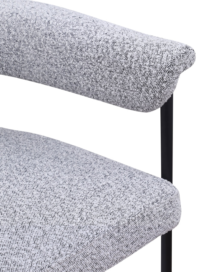 Malin Boucle Fabric Upholstered Dining Chair in Grey, Set of 2 - 410Grey-C