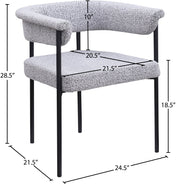 Malin Boucle Fabric Upholstered Dining Chair in Grey, Set of 2 - 410Grey-C