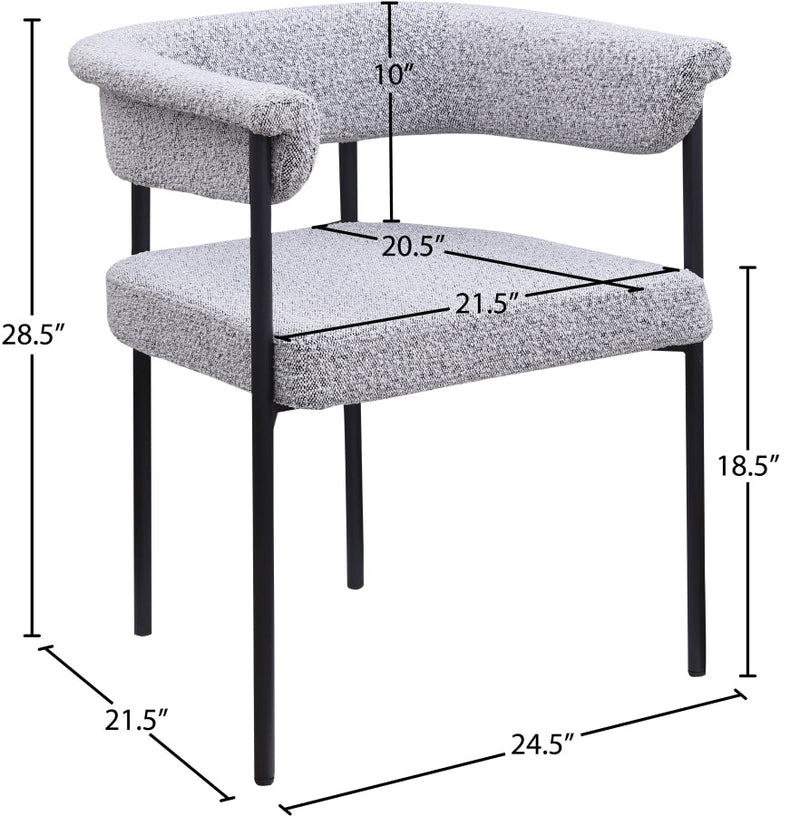 Malin Boucle Fabric Upholstered Dining Chair in Grey, Set of 2 - 410Grey-C