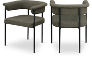 Malin Boucle Fabric Upholstered Dining Chair in Olive, Set of 2 - 410Olive-C