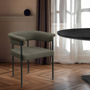 Malin Boucle Fabric Upholstered Dining Chair in Olive, Set of 2 - 410Olive-C