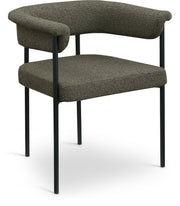 Malin Boucle Fabric Upholstered Dining Chair in Olive, Set of 2 - 410Olive-C